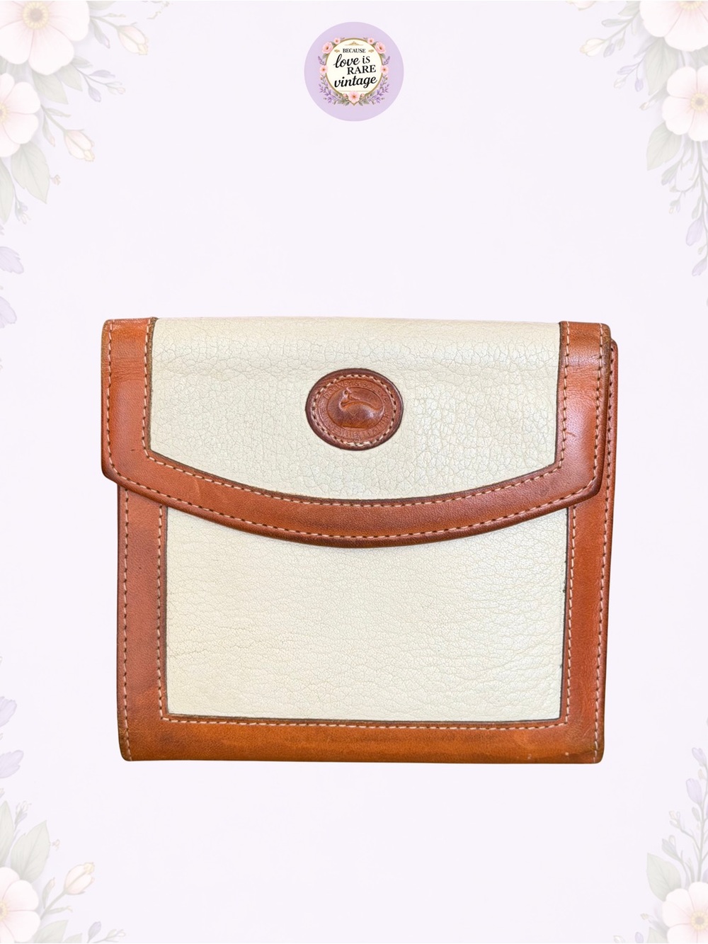 Vintage USA Dooney & Bourke Bone & British Tan Leather Kisslock Wallet